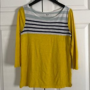 100% cotton Madewell 3/4 sleeve striped shirt